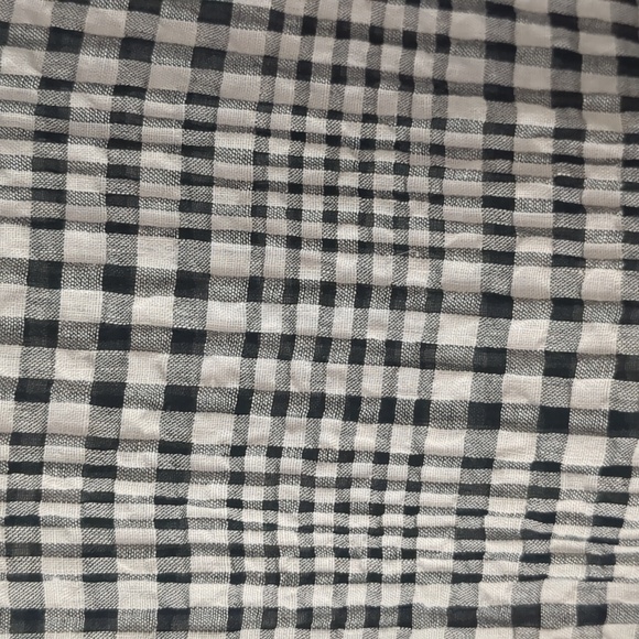 Eileen Fisher Boxy Linen Top Windowpane Check WhiteBlack Size LG Petite - Picture 3 of 9